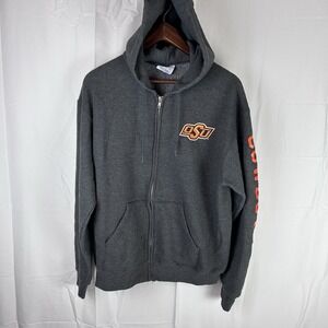 Oklahoma State Cowboys OSU Men's Champion Pullover Hoodie Zip Size Medium Gray